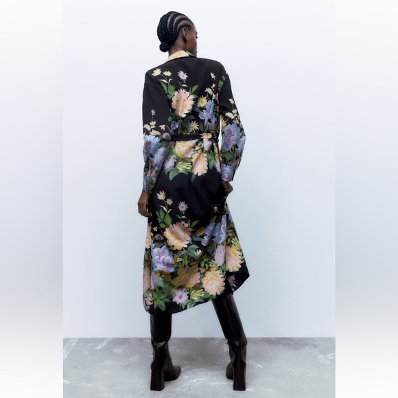 Zara Floral Satin Effect Dress - Picture 5 of 8